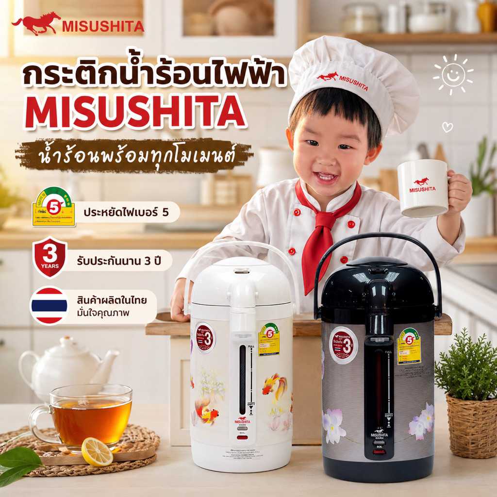 ☕🍵Misushita , Mitsumaru กระติกน้ำร้อน ขนาด 2.5 ลิตร 🚚 จัดส่งไว!! 🚚