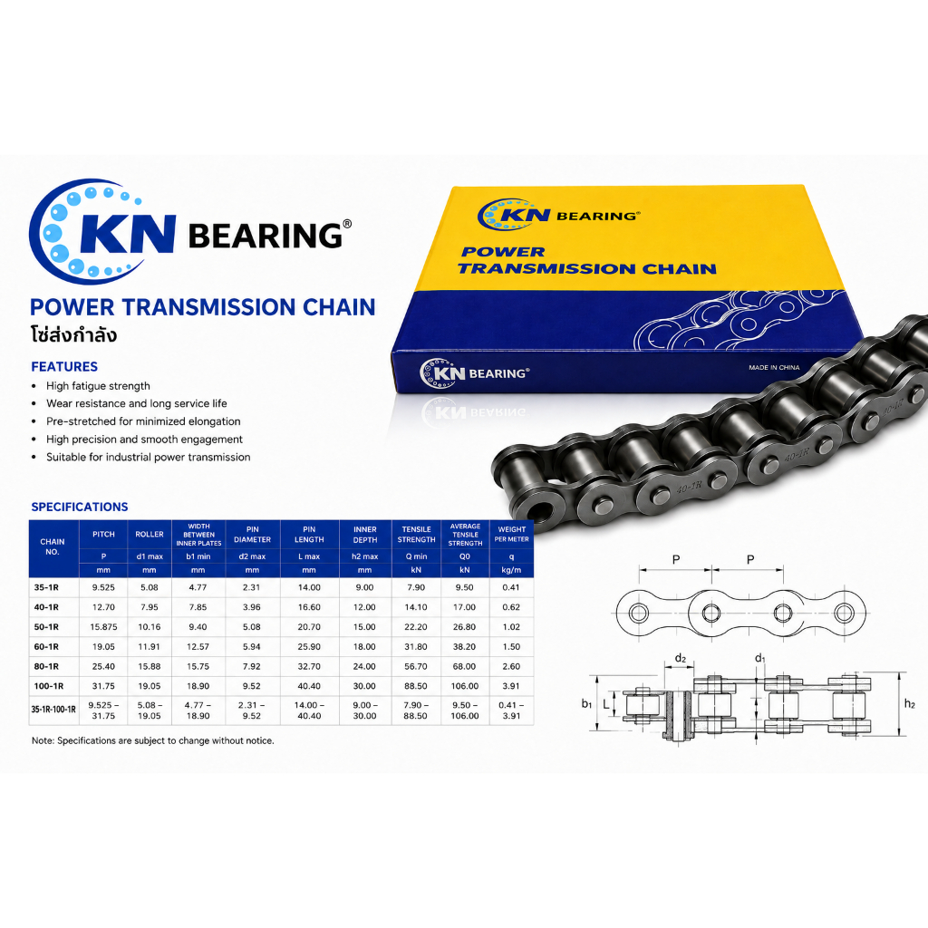 (ราคาต่อกล่อง) โซ่อุตสาหกรรมเบอร์40 (ยาว 10 ฟุต หรือ 3 เมตร/กล่อง) RS40 NO40-1R ระยะพิทซ์4หุน หรือ 12.7 มม disa
