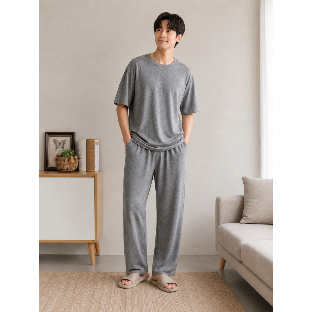 ชุดนอนผู้ชาย/ผู้หญิง Unisex ผ้าModal Cotton เย็น เบาสบาย เเห้งไว Mw052