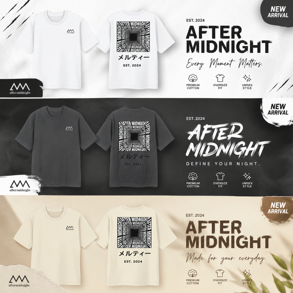 เสื้อยืดโอเวอร์ไซส์ A.M Aftermidnight AFTER MIDNIGHT เสื้อสตรีทแฟชั่น Unisex