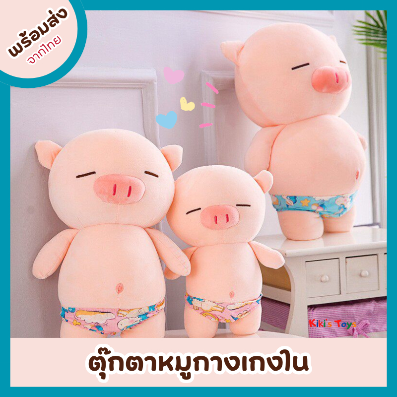 [พร้อมส่ง]ตุ๊กตาหมู ตุ๊กตาหมูกางเกงใน หมูใส่กางเกง มีสองสีหลายขนาด