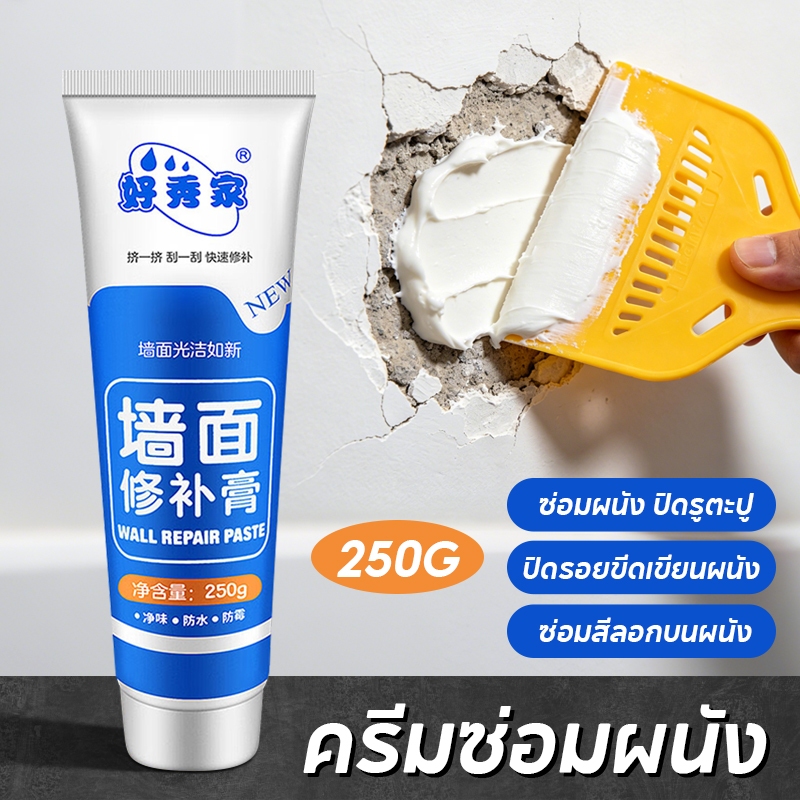 ครีมฉาบซ่อมผนัง 250ml ซ่อมรอยแตกและอุดรูรั่ว ครีมฉาบผนัง ซ่อมผนัง ซ่อมผนัง ปิดรูตะปู ปิดรอยขีดเขียนผนัง ซ่อมสีลอกบนผนัง