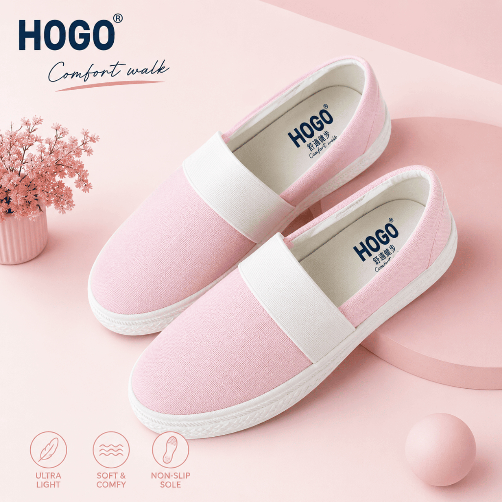 Hogo รองเท้าผ้าใบ สีสดใส แบบสวม ใส่ง่าย เบา เดินสบาย  พื้นยางกันลื่น เหมาะสำหรับนักเรียน นักศีกษา ใส่ทำงาน ใส่เที่ยว