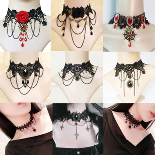 ⭐พร้อมส่งด่วน⭐สร้อยโชคเกอร์ สร้อยคอแฟชั่นวินเทจ เครื่องประดับ สร้อยคอแบบรัดคอสไตล์โกธิค