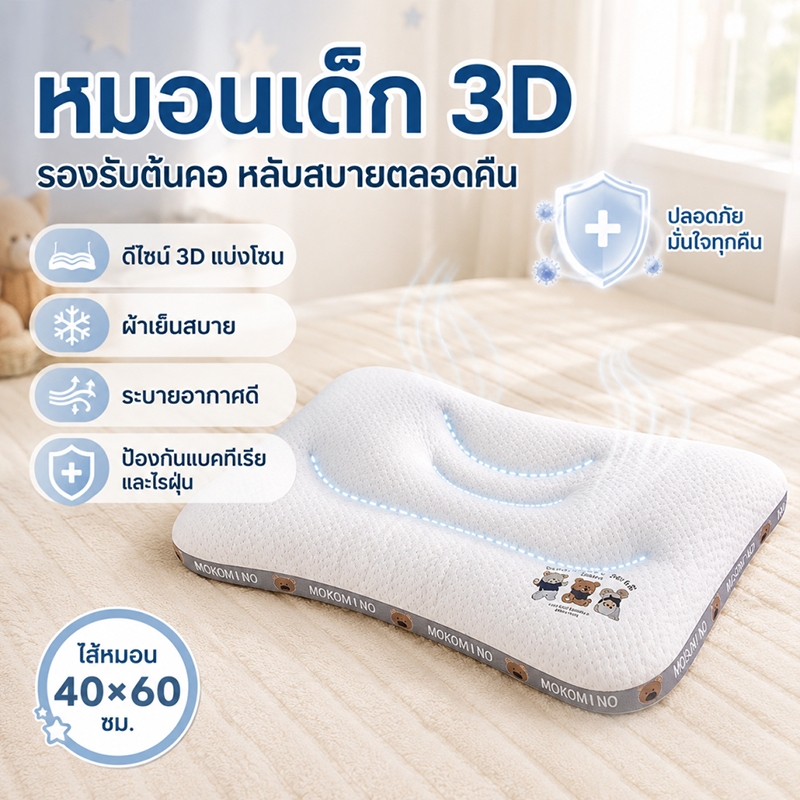 หมอนเด็ก หมอน หมอนรองคอ รองรับคอ ป้องกันปวดคอ ระบายอากาศได้ดี ไม่ร้อน หมอนรองคอสําหรับนักเรียน