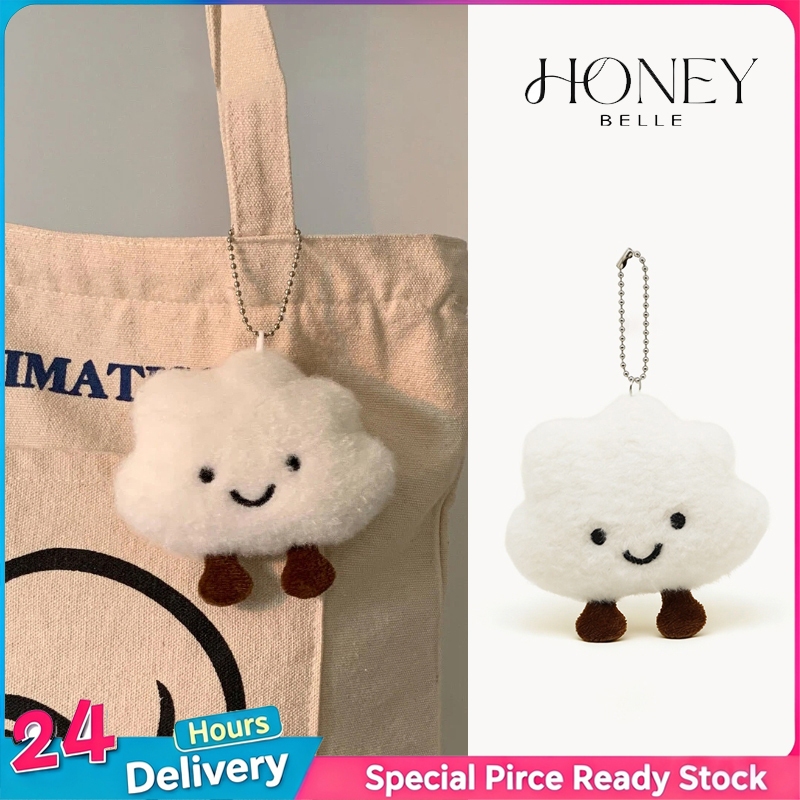 HONEY BELLE✨พวงกุญแจตุ๊กตาเมฆขาว ตุ๊กตาเมฆน่ารัก สไตล์คาวาอี้ เกาะกระเป๋า เครื่องประดับของขวัญ