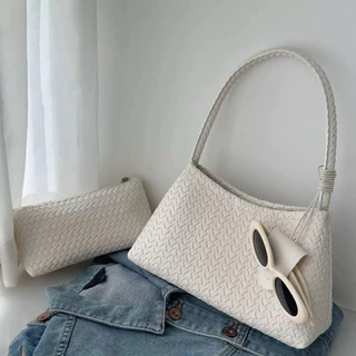 (พร้อมส่ง 🛻) กระเป๋าลายสาน 🍈 ✿ 👜✨กระเป๋าสะพายข้าง มีกระเป๋าแถมข้างใน เก๋มาก