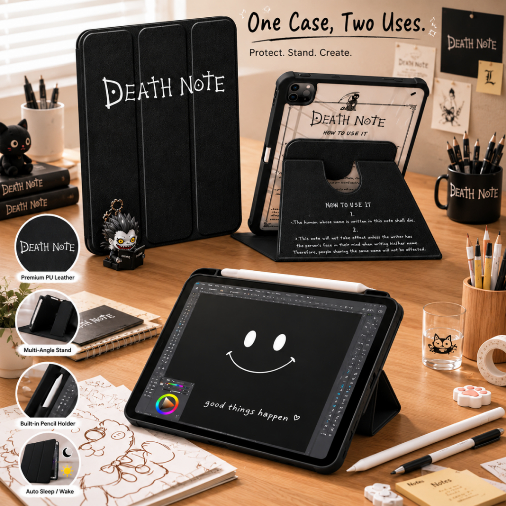 เคส ไอแพด เดธโน๊ต Air6 /Air5 /Air4 pro 11 2020 เคส gen7/8/gen9 10.2 เคส ipad gen 10/gen11 2025 360°หมุนตั้ง/นอนได้ เคสหน