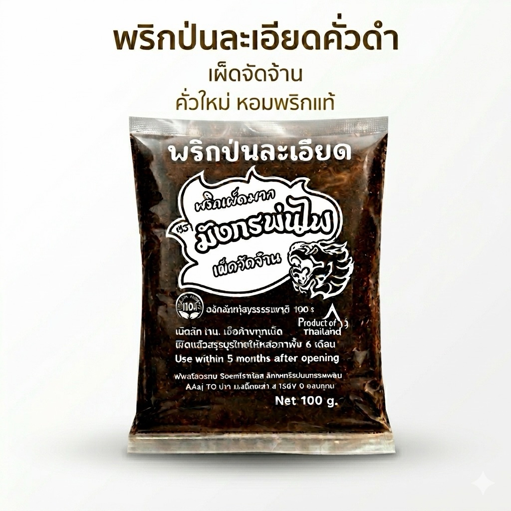 🔥 พริกป่นละเอียดคั่วดำ มังกรพ่นไฟ 🌶️ 500 กรัม เผ็ดจัดจ้าน หอมคั่วใหม่ พริกแท้ 100%(ลอดำ500)