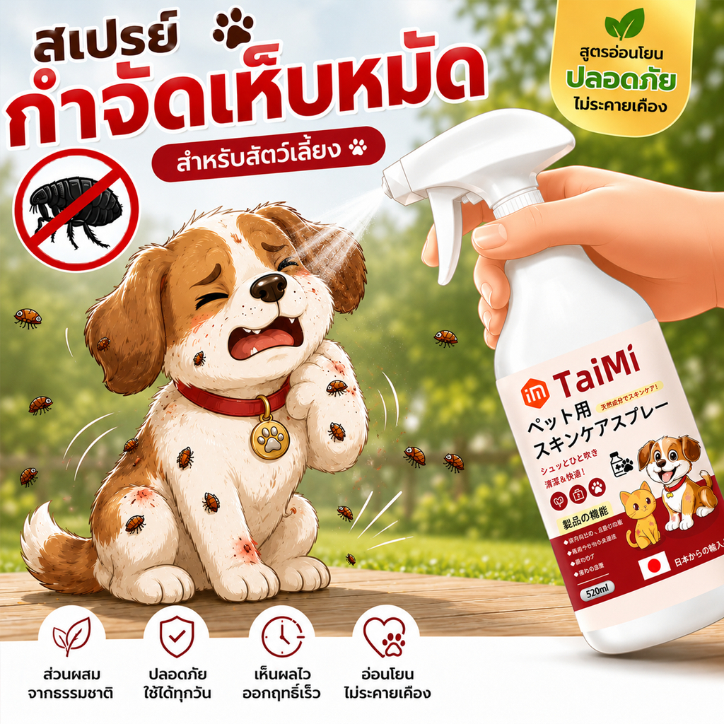 🐶🐱สเปรย์กำจัดเห็บหมัด 520ml ยากำจัดเห็บหมัด สำหรับสุนัขและแมว ลดอาการคัน ดูแลผิวหนัง ลดการอักเสบ กลิ่นไม่ฉุน