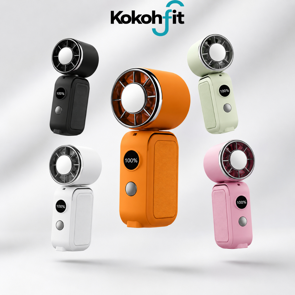 KokohFit พัดลมพกพา พัดลมมือถือ ประคบเย็น 2000mAh จอ LED ปรับแรงลม 5 ระดับ ชาร์จใหม่ได้ ขนาดเล็ก