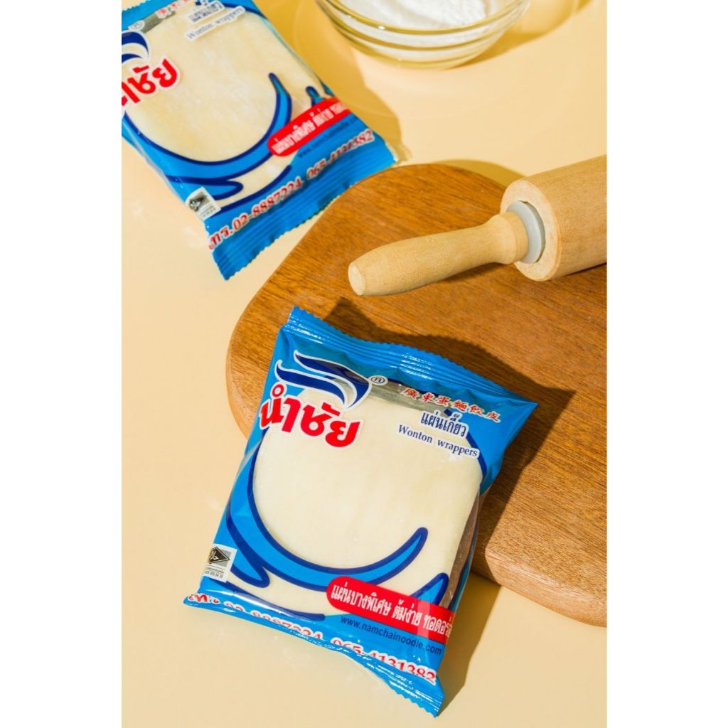 แผ่นเกี๊ยวไข่ออแกนิค/ขนมจีบใบเตย/ขนมจีบไข่/แผ่นเกี๊ยว ตรานำชัย