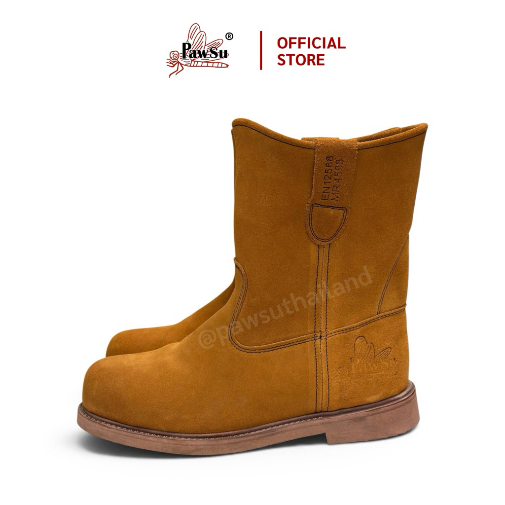 PAWSU Forge Suede (ไทย) Orange Round Toe 9”  Work Boots - รองเท้าทำงานหนังแท้