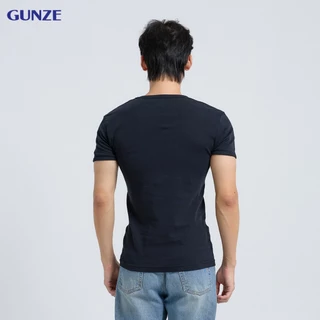 GUNZE กุนเซ่ เสื้อยืดผู้ชาย แขนสั้น คอวี สีดำ (BL) รหัส GS1631