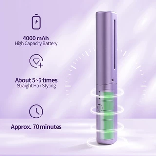 หวีไฟฟ้าไร้สาย แบบพกพา4000mAh ที่หนีบผม ร้อนเร็ว หวียืด ไอออนลบ ไม่ทำให้เสียหาย อุณหภูมิคงที่อัจฉริย
