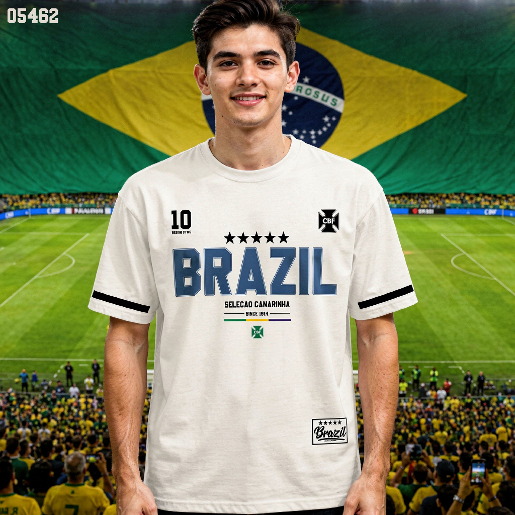 เสื้อยืดสกรีนลาย " บอลโลก BRAZIL " เสื้อยืดผ้า COTTON 100% เสื้อยืดคอตตอน 100% เสื้อยืดผ้าฝ้าย 100%