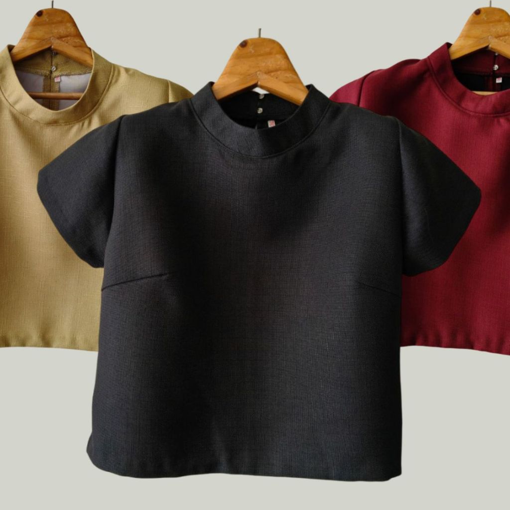 เสื้อชุดไทย ผ้าฝ้ายใยกัญชง ทรงคอปีน อัดกาวเรียบร้อย ((พร้อมส่ง))