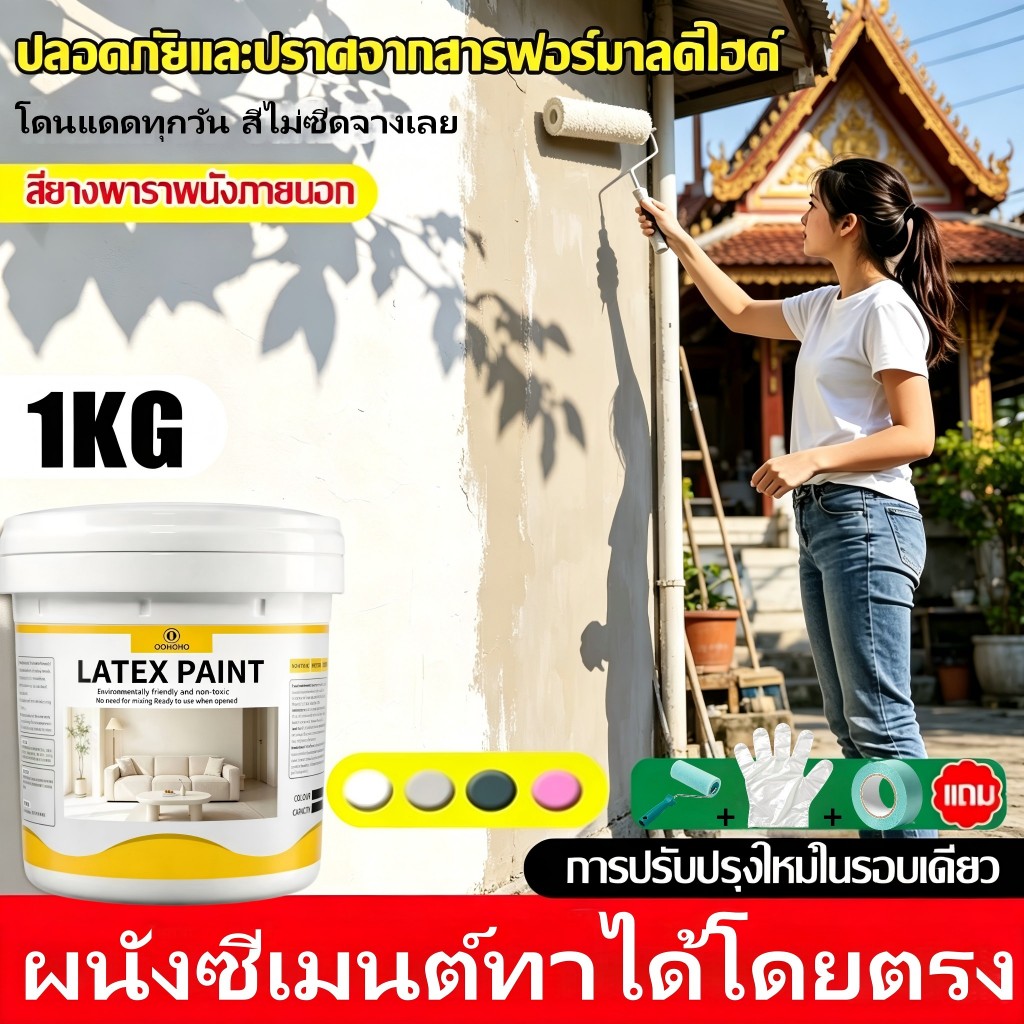 สีทาผนังสำเร็จรูป 3L ไม่ต้องผสมน้ำ พร้อมใช้ ไร้กลิ่น ไร้สารพิษ สีDIY ทาผนังภายใน ห้องเช่า บ้านพัก แห้งเร็ว ติดผนังแน่น