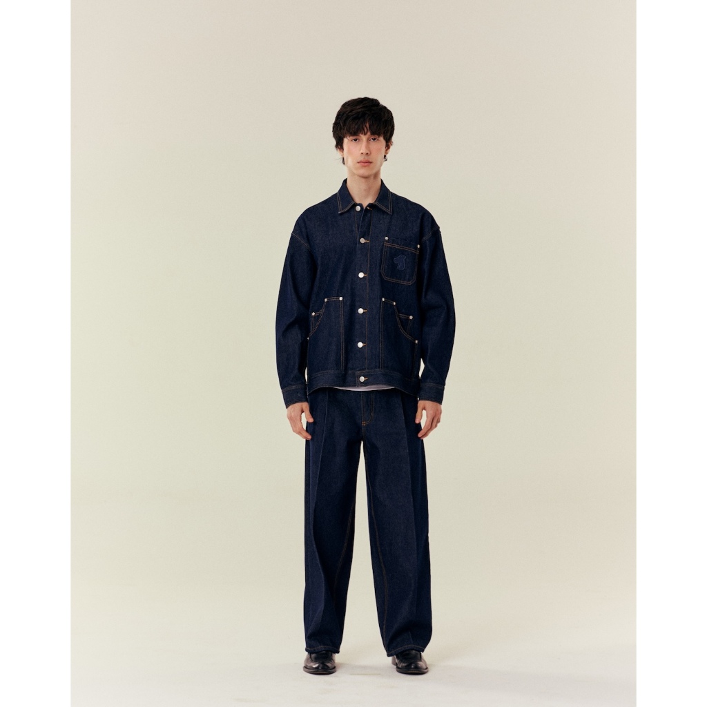 S26MF SMILEYHOUND DENIM WORK JACKET WITH DOUBLE-LAYER POCKETS