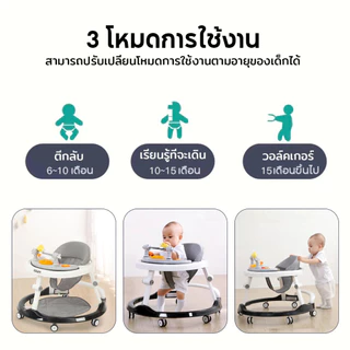 FLYBB K15 รถหัดเดิน รถหัดเดินเด็ก 6ล้อ รถกลมหัดเดิน แบบพับเก็บได้ ดนตรี + ของเล่น ปรับได้ถึง