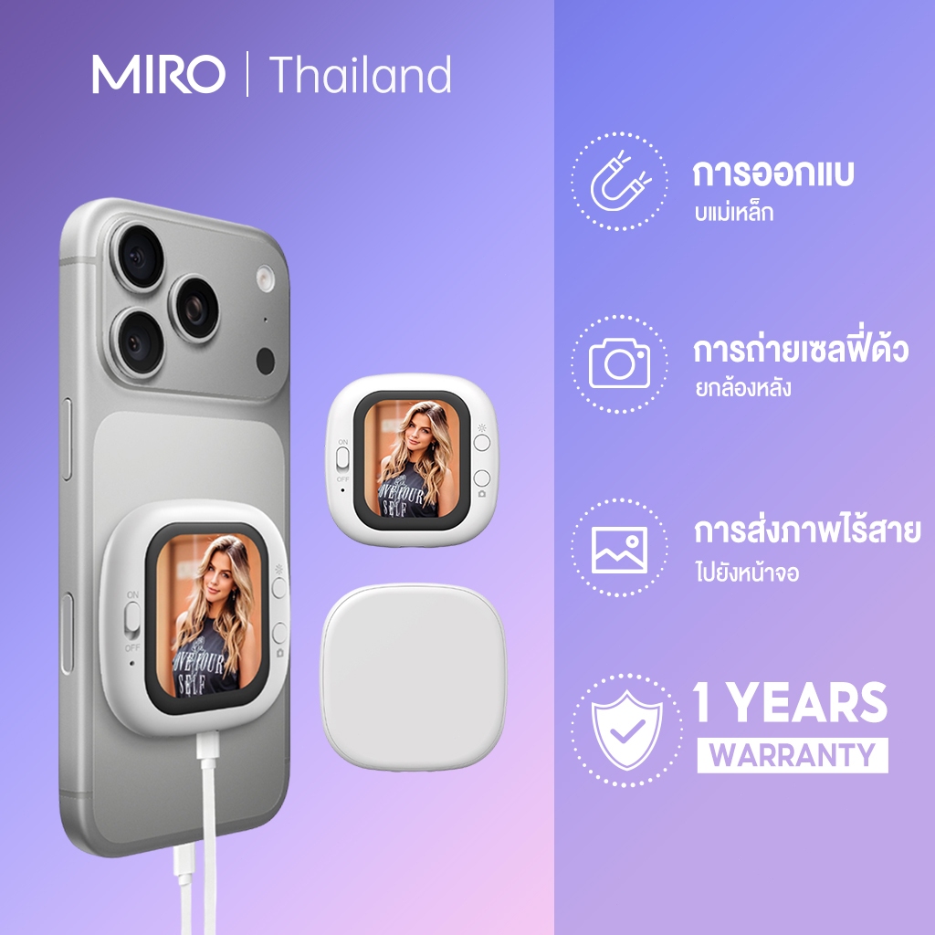MIRO Mini Vlog โทรศัพท์ Selfie Monitor หน้าจอไร้สายและแบบมีสาย Magnetic Mount Vlog โทรศัพท์กล้องด้านหลัง Selfie