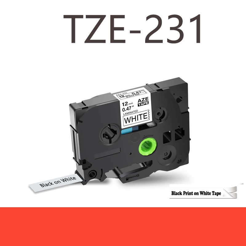เทปพิมพ์ฉลาก Brother TZE 231 TZE231 12mm ใช้ได้กับ Brother PT 1000 1000BM 1010 1010B 1010NB 1010R 10
