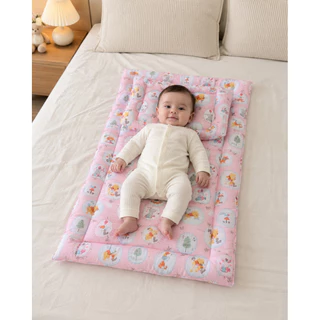 Set2 เบาะรองนอน หมอนแบนCotton ที่นอนทารก นอน2ด้าน หนา4cm
