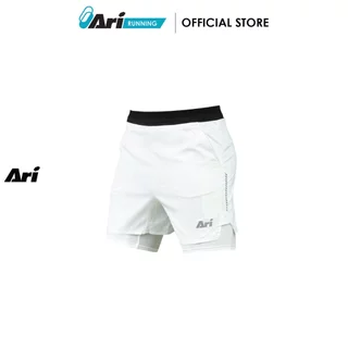 ARI MEN BREATHE 2IN1 V3 RUNNING SHORTS 3 INCHES - WHITE (AAP2907-02) กางเกงวิ่งผู้ชาย 3นิ้ว อาริ BREATHE 2IN1 สีขาว