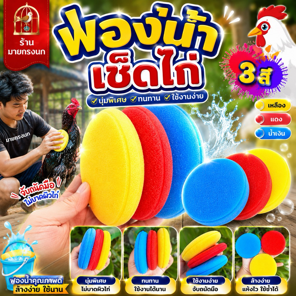 🎉ขายดี!! ฟองน้ำ เช็ดไก่ [หลายสี]🎉
