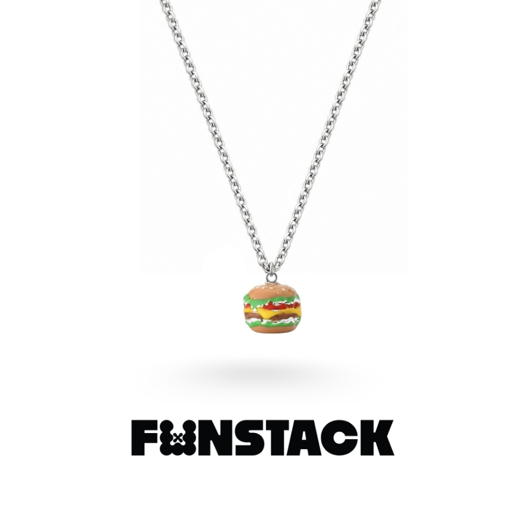 FUNSTACK สร้อยคอ Fast Food Lover Burger Silver Stainless Steel
