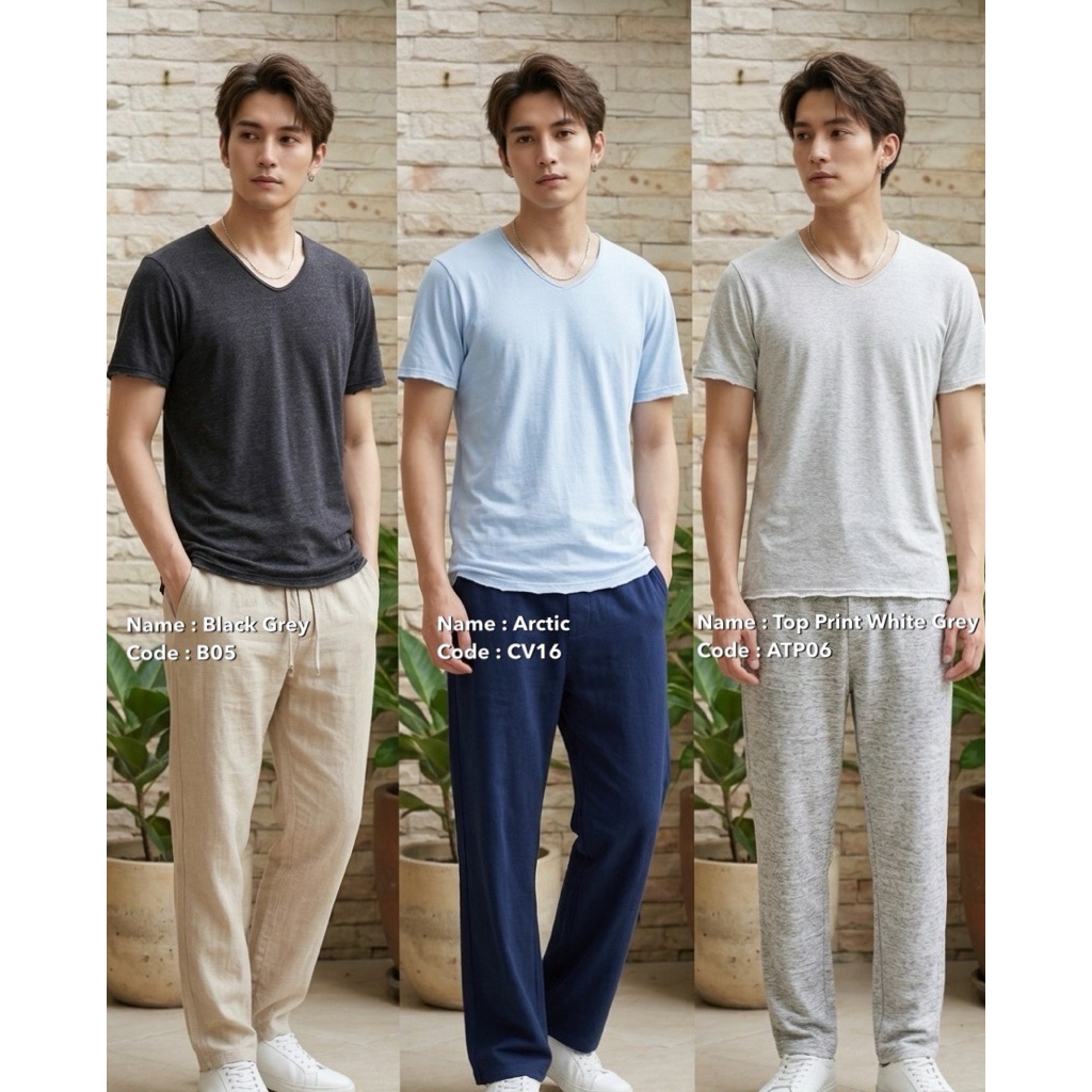 เสื้อยืด คอวี ผ้าคอตตอนผสม สีท๊อปดราย Ouky