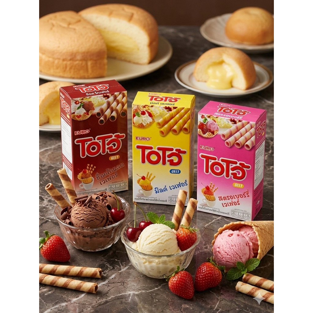 EURO โอโจ้ เวเฟอร์โอโจ้ ขนมนุ่มลิ้น ละลายในปาก 3 รสชาติ 17 กรัม X 6 กล่อง พร้อมส่ง