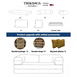 Trikings เวอร์ชันอัปเกรด โซฟาเตียงนอน โซฟาหลายฟังก์ชัน โซฟาแบบมินิมอล โซฟาพับได้ นอนสบาย 2-3ที่นั่ง ขนาด 150-200ซม