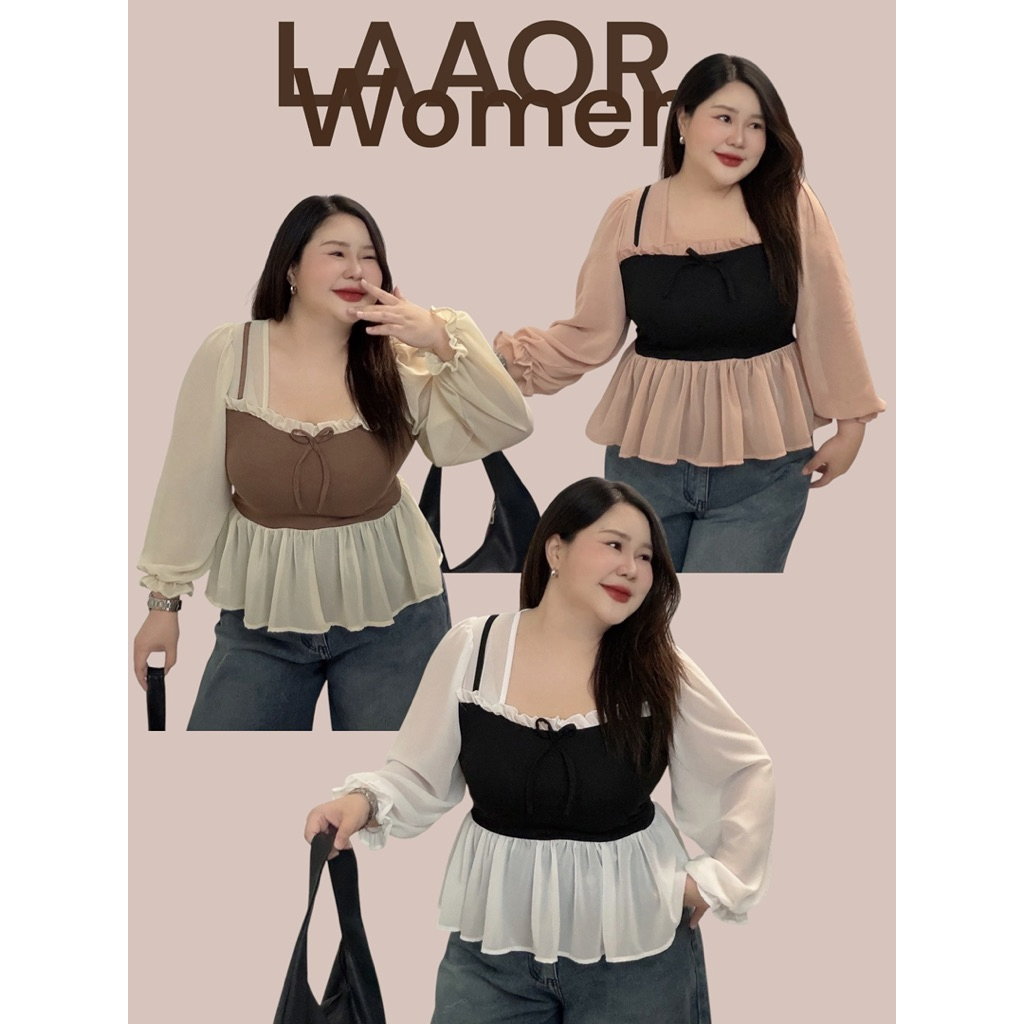 LA-108 เสื้อแขนยาวชีฟอง ชีเสิร์ฟ