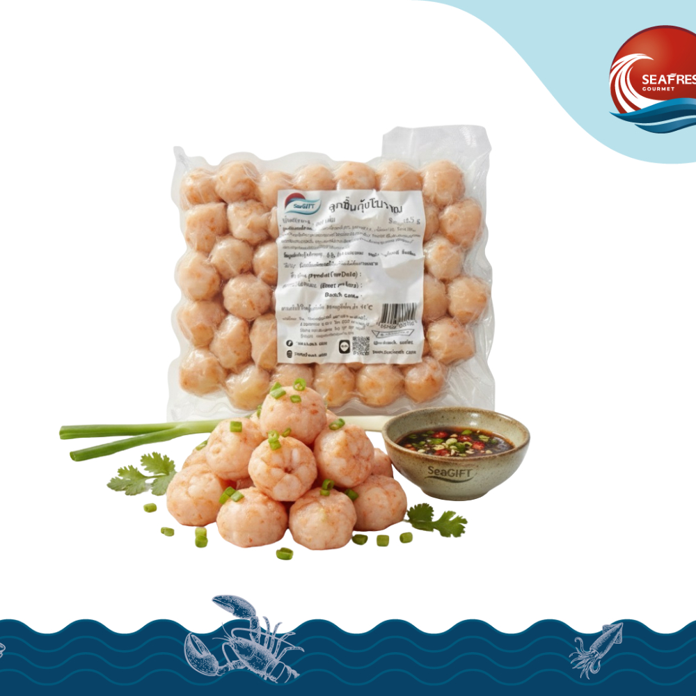 ลูกชิ้นกุ้งโบราณแช่แข็ง Frozen Traditional Shrimp Ball Size 12.5 G Pack 1KG