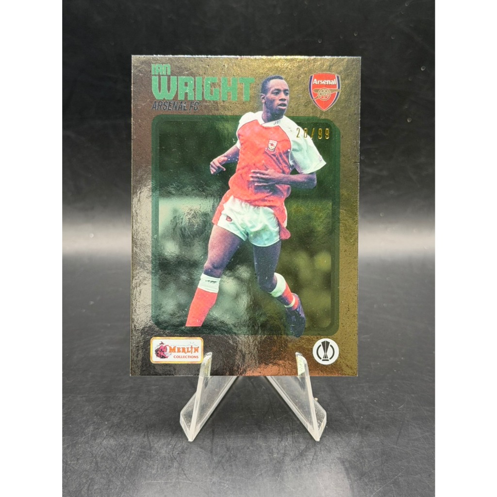Ian Wright 2021-22 Topps Merlin Heritage 98 Card Collection Gold Refractor 28/99 (การ์ดระดับตำนานอาร