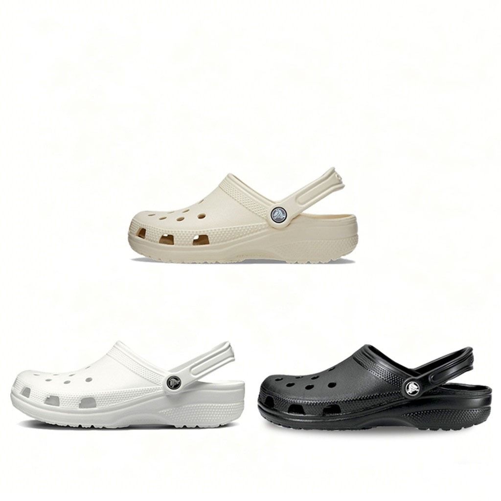 CLOG รองเท้าลำลองผู้ใหญ่ สีขาว/อัลมอนด์/ดำ พื้นหนา ระบายอากาศดี Unisex นุ่มสบาย ใส่ยาวไม่เจ็บเท้า ทันสมัย ครบไซส์ แท้ ส่