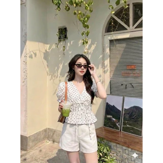 เสื้อแขนตุ๊กตาคอวีผูกโบว์(รหัสJ80)อก32-38เอว25-30งานใหม่ล่าสุด กดก่อนหมดน๊าาาา