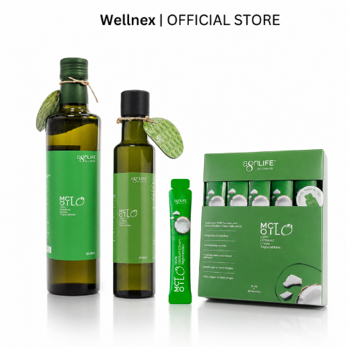 MCT OIL Agrilife Coconut น้ำมันมะพร้าว สกัดเย็น Agrilife MCT OIL 250-500ml. ซอง 30ซอง/กล่อง น้ำมันเอ็มซีที 250-500 มล.