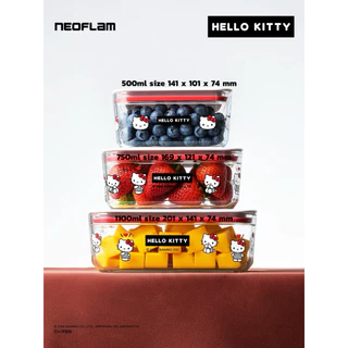 พร้อมส่งด่วน 🇹🇭 Neoflam x Hello Kitty LunchBox กล่องข้าวแก้วถนอมอาหาร ฝาล็อก แก้วหนา ใหญ่ มีหลายขนาด รุ่นกระเป๋าหิ้วใหญ่