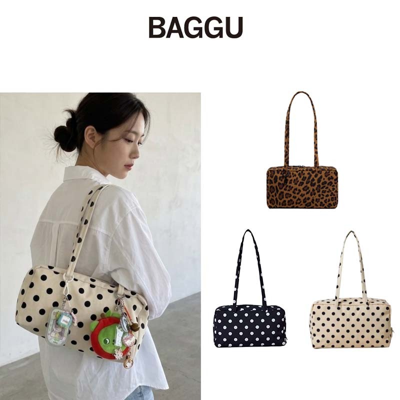 『BAGGU』🇭🇰 Baggu Leopard Print Polka Dot Nylon Handbag กระเป๋าถือไนลอนลายเสือดาวลายจุด