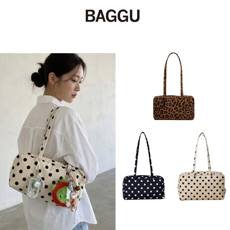 『BAGGU』🇭🇰 Baggu Leopard Print Polka Dot Nylon Handbag กระเป๋าถือไนลอนลายเสือดาวลายจุด