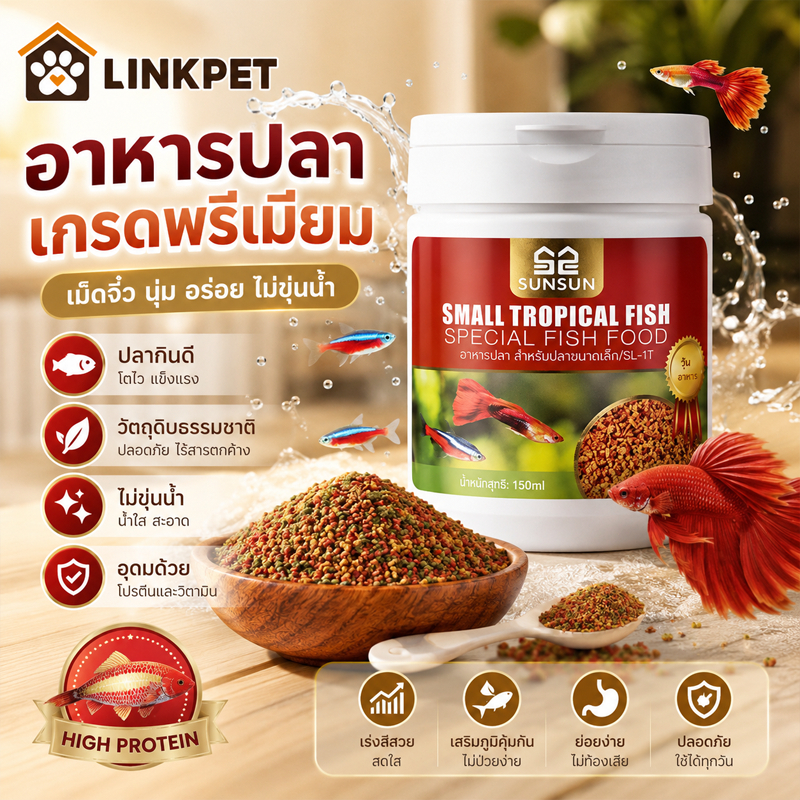 อาหารปลา อาหารปลาหางนกยูง โปรตีนสูงอุดมด้วยวิตามิน ช่วยให้ปลาเติบโตอย่างมีประสิทธิภาพสีสันสวยงาม