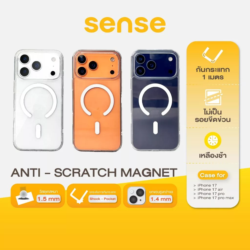 SENSE เคสใสกันรอยขีดข่วน รุ่น Anti-Scratch magnet for iPhone