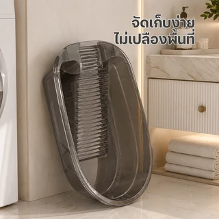 กะละมังซักผ้า อ่างซักผ้าสีใส กะละมังพลาสติก แบบพกพาสะดวก ความจุขนาดใหญ่ ใช้งานง่าย ทำความสะอาดง่าย แข็งแรงทนทาน