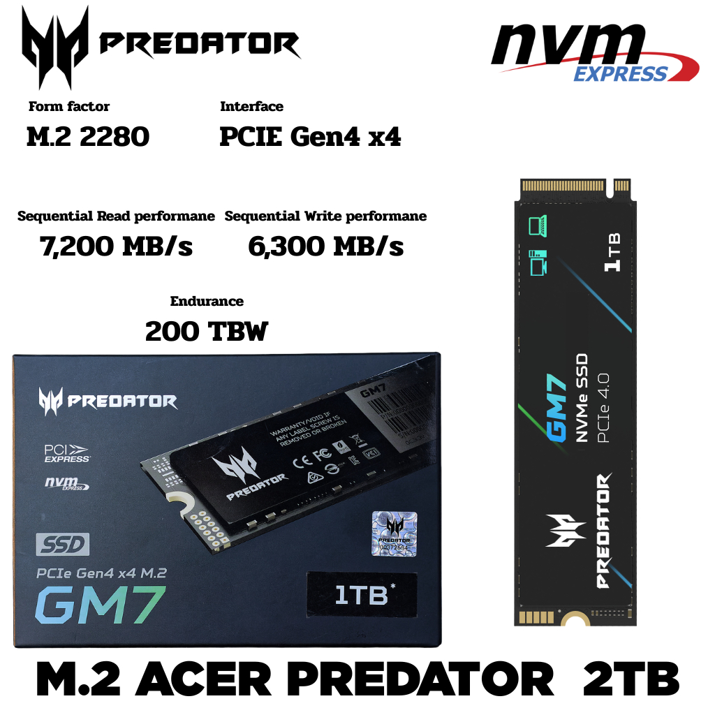 M.2 2 TB SSD (เอสเอสดี) ACER PREDATOR GM7 GEN4 4x4/NVMe M.2 2280