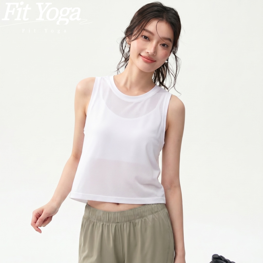 FitYoga เสื้อคลุมออกกำลังกาย คอกลม ตัวสั้น สำหรับผู้หญิง ทรงหลวม ผ้าบางเบา ระบายอากาศได้ดี