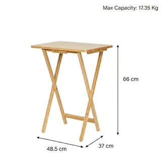 PJ wood โต๊ะพับไม้แท้ มินิมอล โต๊ะวางของอเนกประสงค์ ประหยัดพื้นที่ Foldable Rubberwood Tray Table