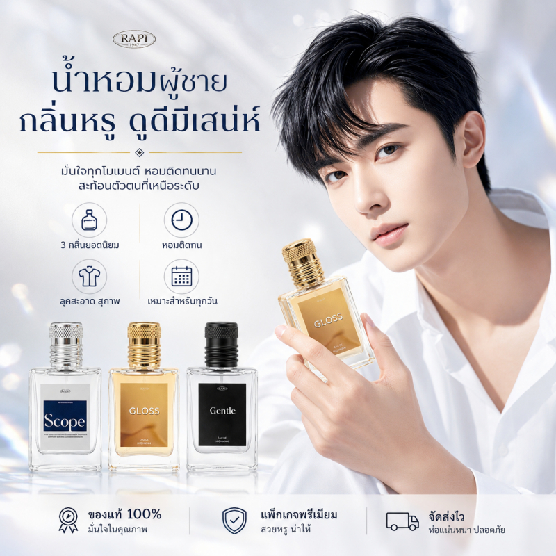 น้ำหอม RAZO ไม่จำกัดเพศ กลิ่น GLOSS GENTLE SCOPE ซื้อ 1 แถม 1 ความจุ 30 มล. มี 3 กลิ่นให้เลือก