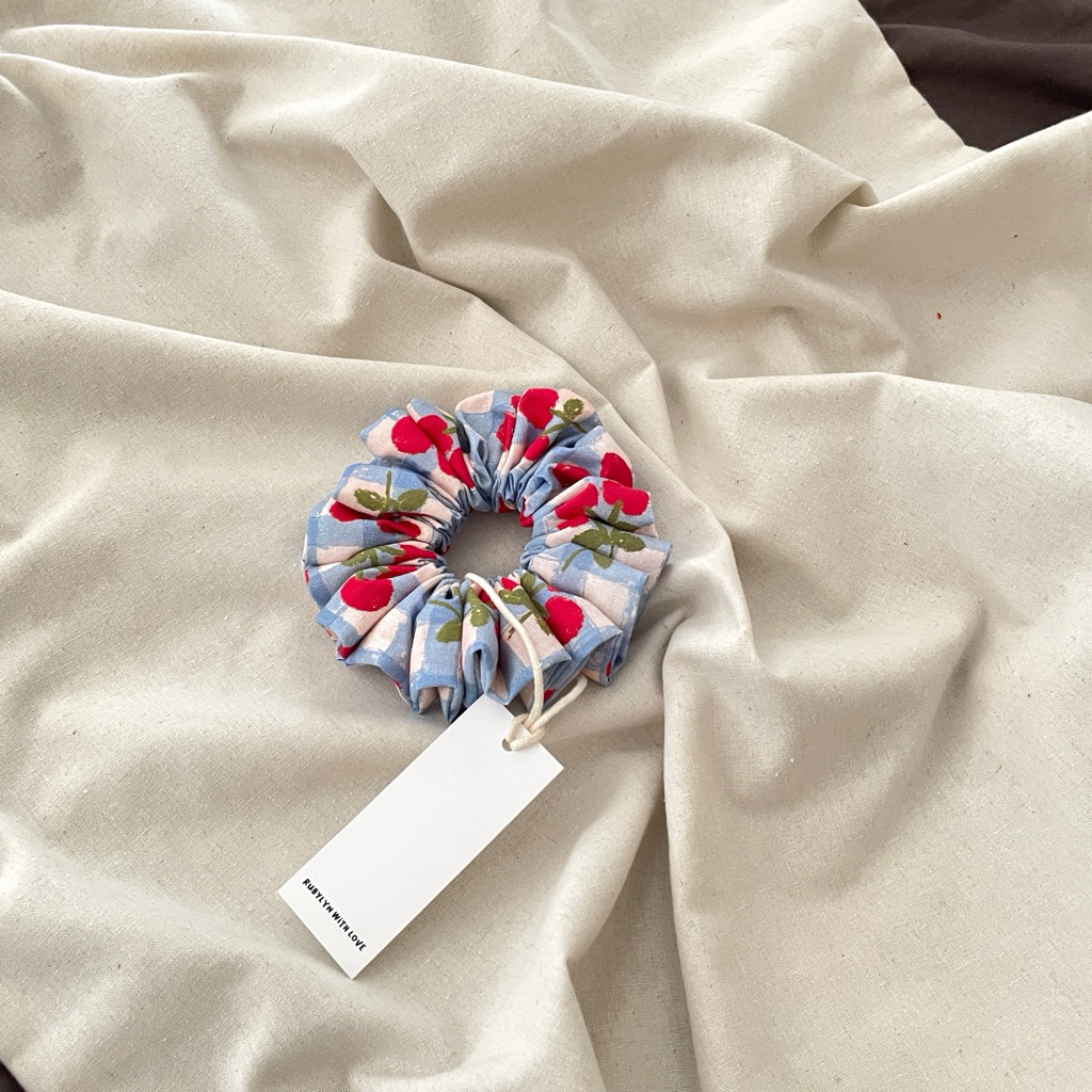 new rubylyn 🍈 rauryn blue/ rosaliné /cherry rouge hair claw clip with scrunchies —ยางรัดผม กิ๊บหนีผม